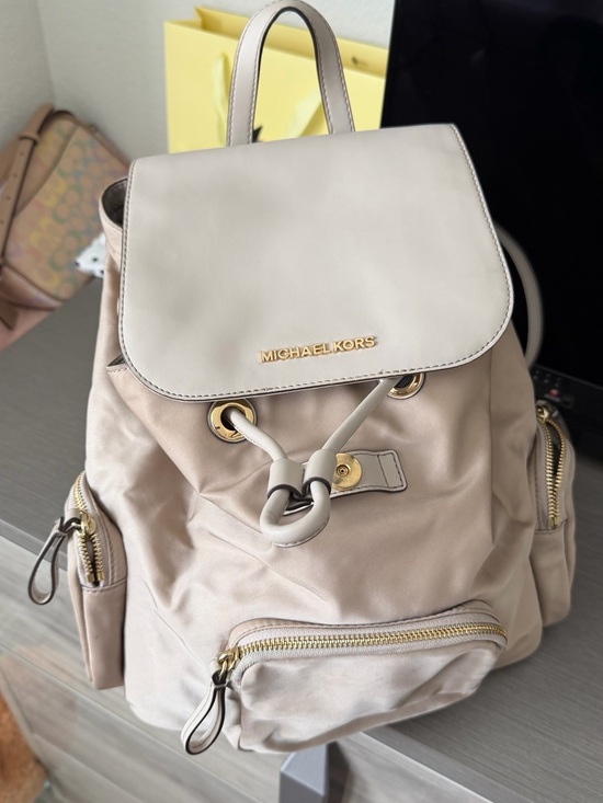Michael Kors Handbags - MICHAEL KORS Soft Cream Drawstring Backpack with Gold Hardware